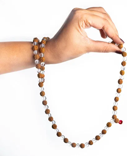 Vista 2 de Wonder Care Rudraksha Mala certificado de 5 caras (Panchmukhi) Auténticas cuentas de Rudraksha auténticas, ornamento, rosario, japa mala, collar