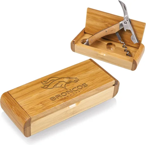Vista 30 de PICNIC TIME Sacacorchos de camarero Elan Deluxe NFL en caja de regalo de bambú