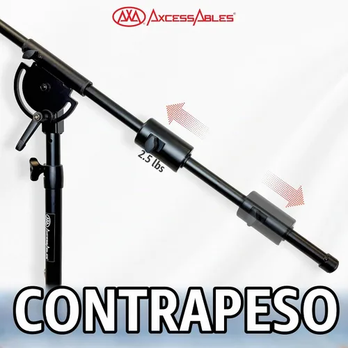 Vista 5 de AxcessAbles AXCMB-T Soporte de micrófono resistente con base de trípode ponderada Soporte de micrófono superior de 80.5 pulgadas de altura