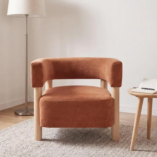 Vista 5 de Christopher Knight Home Carly - Silla decorativa de perfil bajo, silla tapizada de barril Boucle, cómoda silla de lectura para dormitorio, sofá