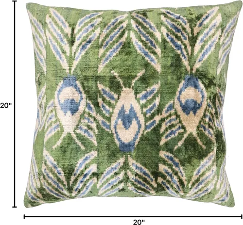 Vista 10 de CANVELLO -Exquisita almohada/cojín de plumón: almohadas de plumas elegancia y arte Almohadas icónicas con diseño Ikat Seda de terciopelo suave