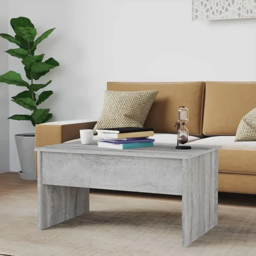 Vista 8 de Mesa auxiliar, mesa de centro grande, mesa de centro estrecha adecuada para sala de estar, oficina, balcón, sala de estar familiar, Sonoma gris