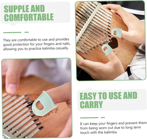 Vista 8 de Kalimba - Fundas para pulgares, protección para los dedos, cómodas almohadillas de silicona para sesiones de práctica prolongadas, cubiertas