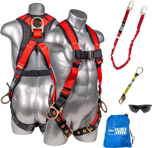 Vista 21 de Palmer Safety Kit de arnés de seguridad para protección contra caídas I Arnés de construcción + varios cordones + extensor de anillo en D