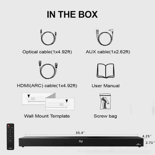 Vista 7 de LARKSOUND Barra de sonido todo en uno con subwoofer integrado