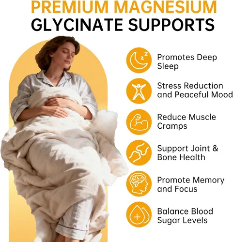 Vista 3 de Gomitas de glicinato de magnesio de 500 mg - Gomitas de magnesio sin azúcar para dormir, estrés, apoyo muscular y nervioso - para adultos y niños