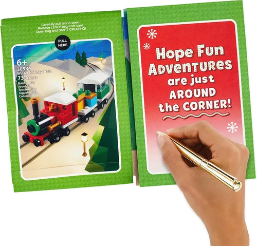 Vista 8 de Hallmark Tarjeta de Navidad Lego para niños (kit de construcción de tren de juguete)