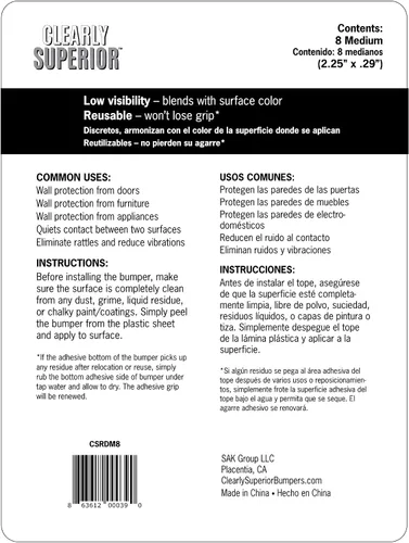 Vista 6 de Clearly Superior Paquete de 8 parachoques redondos medianos transparentes de 2.5 pulgadas, protector de pared autoadhesivo para pomo de puerta
