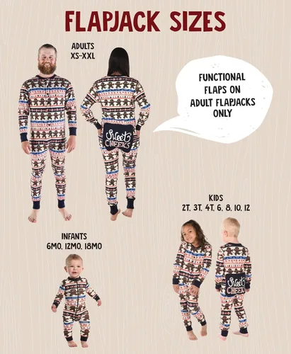 Vista 2 de Lazy One - Pijamas navideñas a juego con solapa trasera; para perros, bebés, niños, adolescentes y adultos