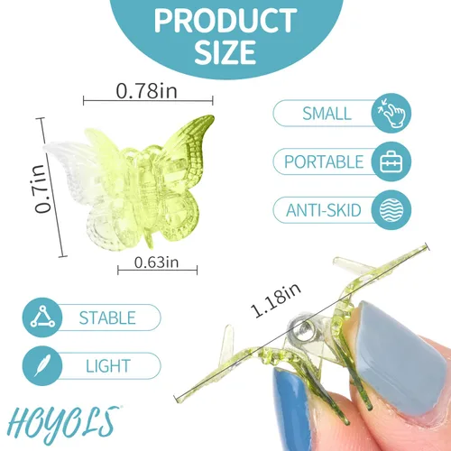 Vista 2 de Hoyols Pinzas de mariposa para adolescentes y adultos, accesorios de mariposas de los años 90 para mujeres, lindo clip de garra para el cabello