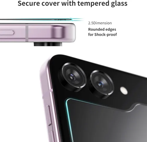 Vista 3 de Sinjimoru Sinji - Protector de pantalla para Samsung Galaxy Z Flip 5 Z Fold 5, vidrio templado transparente para Galaxy Z Flip 5 Z Fold 5