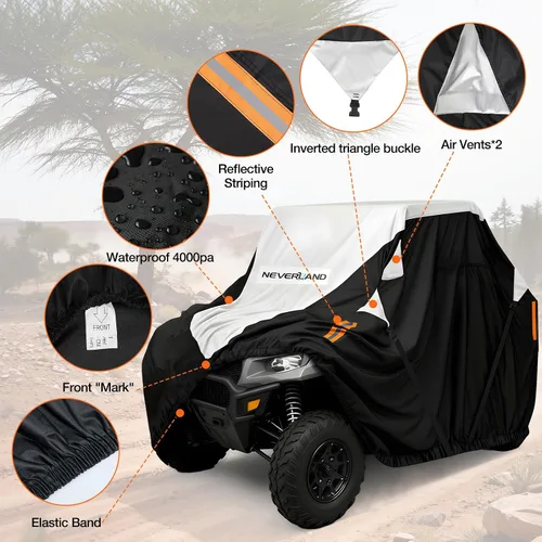 Vista 5 de Neverland Cubierta UTV impermeable 300D resistente 2-3 plazas/4-6 plazas 4 puertas lado a lado, protección para todo tipo de clima, compatible