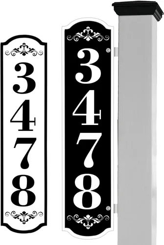 Vista 18 de Placa de dirección de metal personalizada, señales de números para placa de pared de casa, señal de dirección con nombre de calle, números de casa