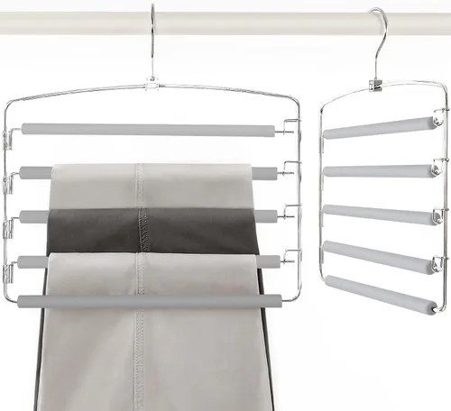Vista 10 de TOPIA HANGER Perchas para pantalones que ahorran espacio, paquete de 2 organizadores de pantalones con brazo oscilante para armario, organizador