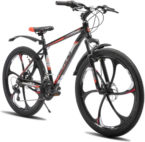 Vista 8 de Bicicleta de montaña HILAND de 26" para hombres, mujeres y adultos, 18 velocidades, freno de disco, marco ligero de aluminio, rueda de 3/6 radios