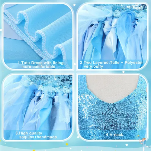 Vista 5 de Suppromo Vestido tutú para niñas pequeñas, fiesta de cumpleaños, vestido de tul con lentejuelas brillantes para niñas pequeñas, concurso