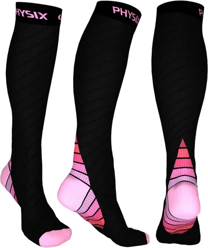 Vista 11 de Physix Gear - Calcetines de compresión 20-30 mmHg, para hombres y mujeres, para correr, enfermeras, espinillas, vuelo, viajes Negro