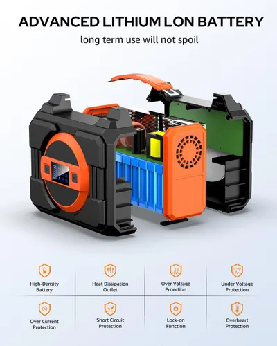 Vista 7 de Estación de energía portátil 300W, banco de batería de reserva del Naranja