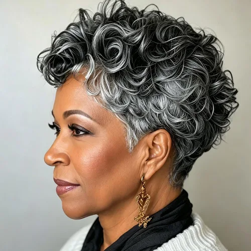 Vista 11 de MOONSHOW - Pelucas cortas de corte Pixie para mujeres negras, peluca de corte Pixie marrón Short Pixie Wigs for Black Women Natural Layered Short
