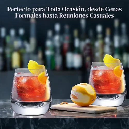 Vista 5 de Vasos de whisky Old Fashioned – Juego de 4 vasos transparentes de 8 onzas para whisky escocés y cócteles