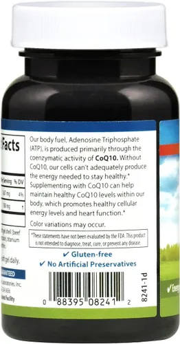 Vista 2 de Carlson - Co-Q10, 100 mg, producción de energía y función cardíaca, 90 cápsulas blandas