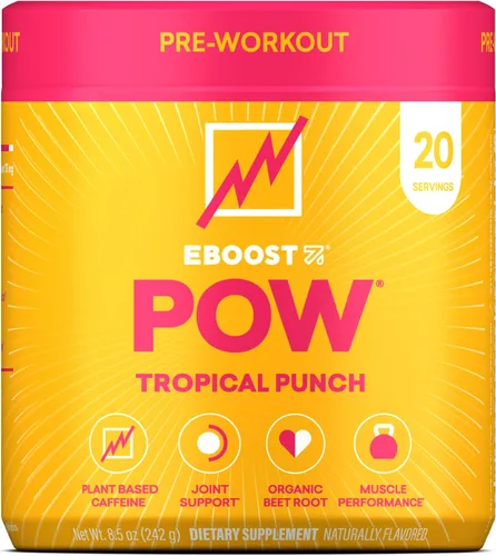 Vista 15 de EBOOST POW Natural - Polvo de preentrenamiento – 15 paquetes – Berry Melon Fizz – Un suplemento preentrenamiento para el rendimiento, apoyo