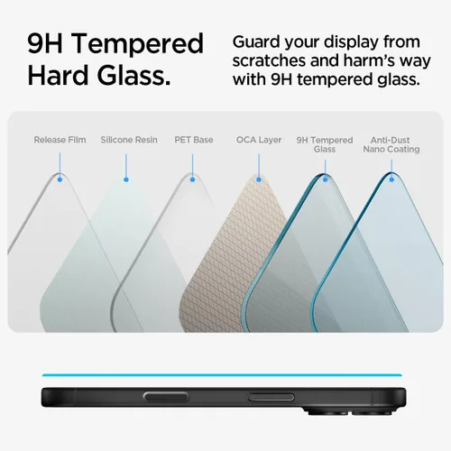Vista 4 de Spigen Protector de pantalla de vidrio templado [GlasTR EZ FIT] diseñado para iPhone 16 / iPhone 15 (paquete de 2)