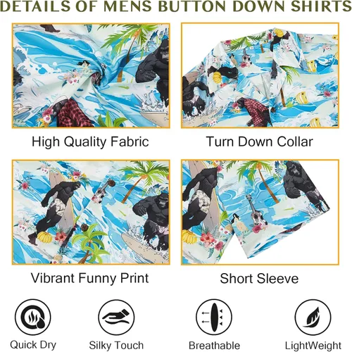 Vista 150 de Camisa hawaiana para hombre, con estampado floral, cómoda, con botones, casual, manga corta, ropa de playa para hombre