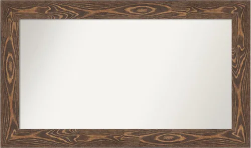 Vista 190 de Amanti Art Espejo de baño marrón para sobre fregadero, 26 x 26 pulgadas, espejo de tocador cuadrado marrón rústico Alexandria, marco de madera