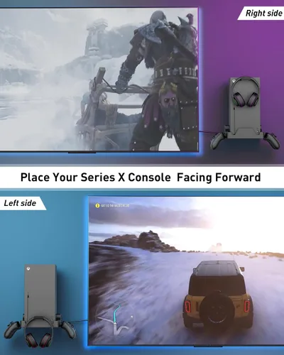 Vista 2 de Soporte de pared para Switch y Xbox Series X, con 2 soportes para controlador y 1 soporte para auriculares