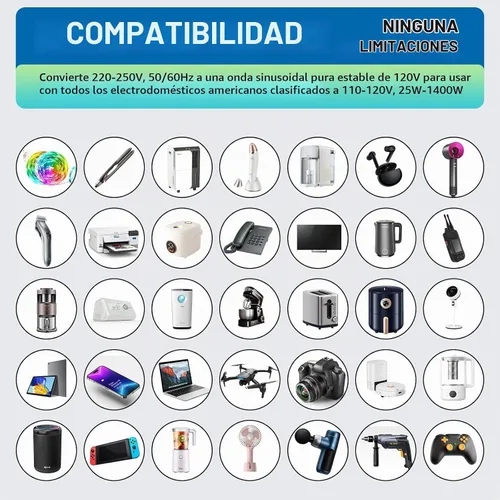 Vista 6 de Adaptador de enchufe de conversión de voltaje de 220V a 110V para viajar de Estados Unidos a Europa con 2 puertos USB y 2 puertos USBC PD 20 W, 2