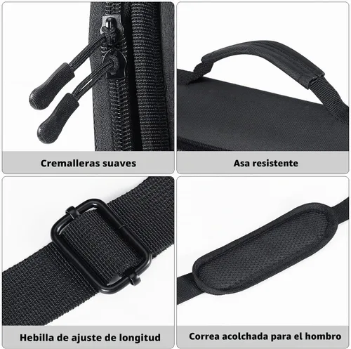 Vista 4 de MoKo Carpeta con cremallera, 3 anillos de 2 pulgadas, 500 hojas, carpetas Negro