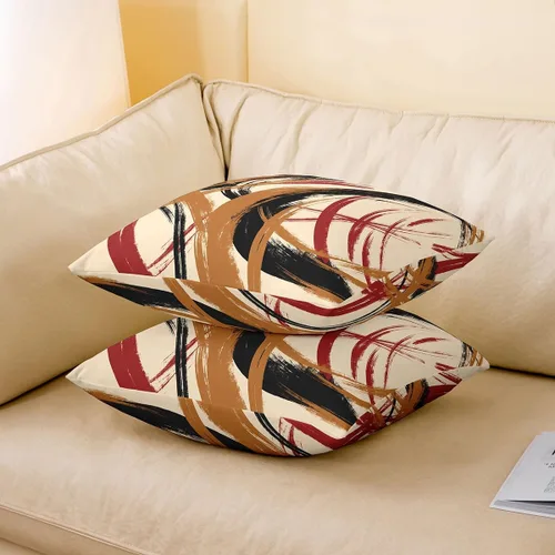 Vista 143 de Juego de 2 fundas de almohada abstractas de 16 x 16 pulgadas para niños, niñas, adolescentes, decoración de dormitorio, moderna a rayas, decoración