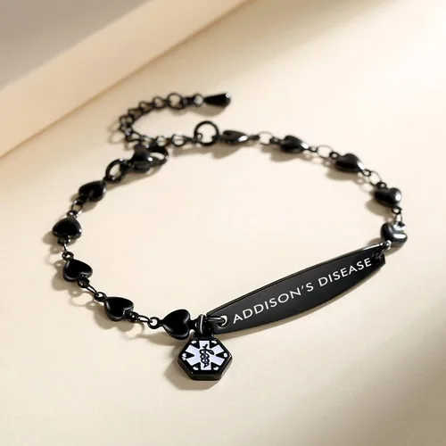 Vista 2 de mnmoom Pulseras de alerta médica para mujeres 6.5-8 pulgadas ajustables corazón links pulseras médicas con grabado