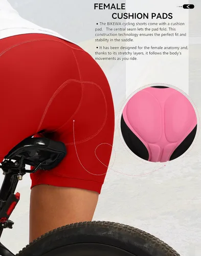 Vista 4 de Pantalones cortos de ciclismo acolchados 4D para mujer, 57 pulgadas, ropa interior de ciclismo, ciclismo de carretera, pantalones cortos para mujer
