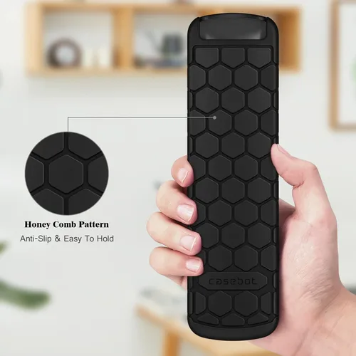Vista 5 de CaseBot Funda para Alexa Voice Remote Pro (versión 2022) – Honey Comb ligera, antideslizante, a prueba de golpes, funda protectora de silicona