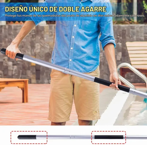 Vista 3 de POOLAZA - Poste de piscina de 10.5 pies, poste telescópico de aluminio con doble agarre Telescopic 2.7-10.5 Ft Design, Thickened Aluminum Design