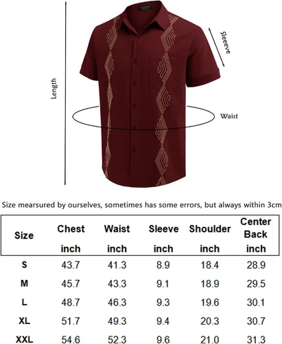 Vista 6 de COOFANDY Men's Cuban Guayabera Shirts Short Sleeve Linen Tops Beach Button Down Shirt with Pockets