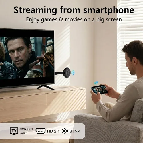 Vista 7 de HS89 T19 Android 14.0 TV Stick, 4GB RAM 32GB ROM con RK3539 de doble banda