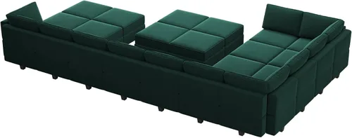 Vista 8 de Belffin Sofá modular grande con asiento de almacenamiento, sofá en forma de U de gran tamaño con diván reversible con sofá modular con terciopelo