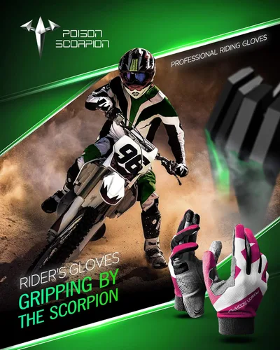 Vista 7 de POISON SCORPION Motocicleta Motocross Dirt Bike Guantes para hombres y mujeres
