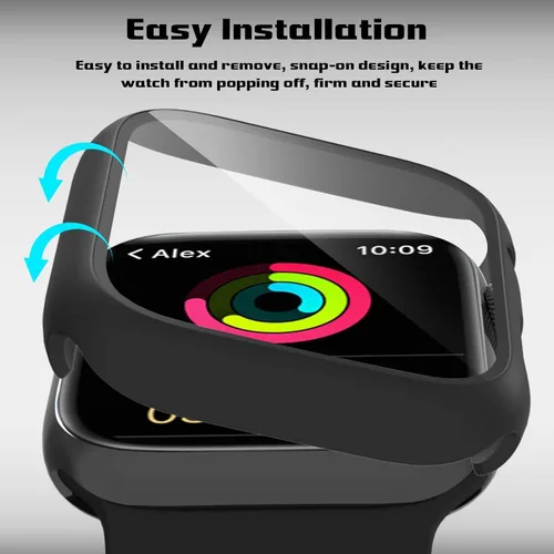 Vista 3 de Paquete de 2 fundas para Apple Watch 40mm SE Series 6/5/4/SE 2ª generación con protector de pantalla de vidrio templado, funda protectora completa