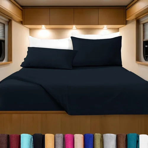Vista 72 de Elegant Comfort Lujoso juego de sábanas de microfibra de alta calidad 1500 hoteleras bordadas de tres líneas más suaves de 4 piezas, resistente a