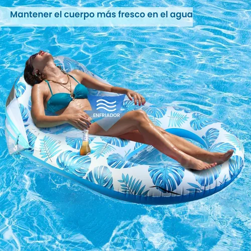 Vista 3 de COOLCOOLDEE Flotador de Piscina con Toldo UPF50+, Flotadores de Piscina Extra Grandes para Adultos de Alta Resistencia, Flotador Inflable