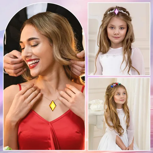 Vista 7 de 100 piezas de diamantes de imitación acrílicos con parte trasera plana, gemas de plástico para deslumbrar joyas acrílicas para hacer joyas