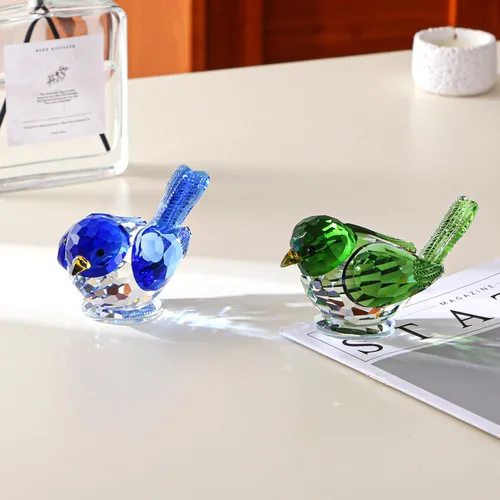 Vista 5 de Figuras de pájaro de cristal, adorno de pájaro de cristal, estatua de animales de cristal, figuras coleccionables, decoración de escritorio, regalo