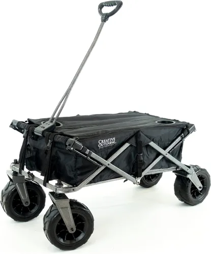 Vista 9 de Cochecito creativo para exteriores, carrito de playa XXL Deluxe con toldo, carrito plegable plegable y portátil, soporta hasta 200 libras