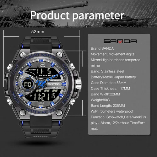 Vista 4 de FORSINING Relojes militares para hombre, reloj deportivo resistente al agua, analógico, digital, reloj deportivo táctico electrónico, relojes