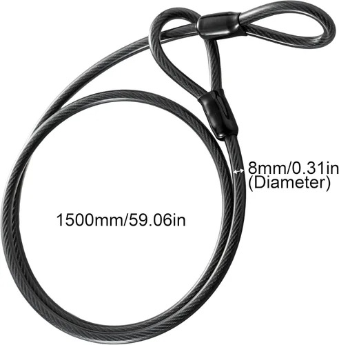 Vista 3 de Via Velo Juego de 2 candados para bicicleta con el mismo sistema de llave, cerraduras antirrobo en U de 0.315 in x 4.92 pies, acero trenzado