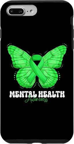 Vista 9 de Funda de mariposa con cinta verde para iPhone 15 Mental Health Awareness Month